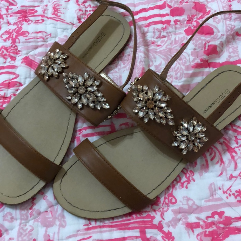 Leather jeweled straps BCBGeneration sandals 9M
